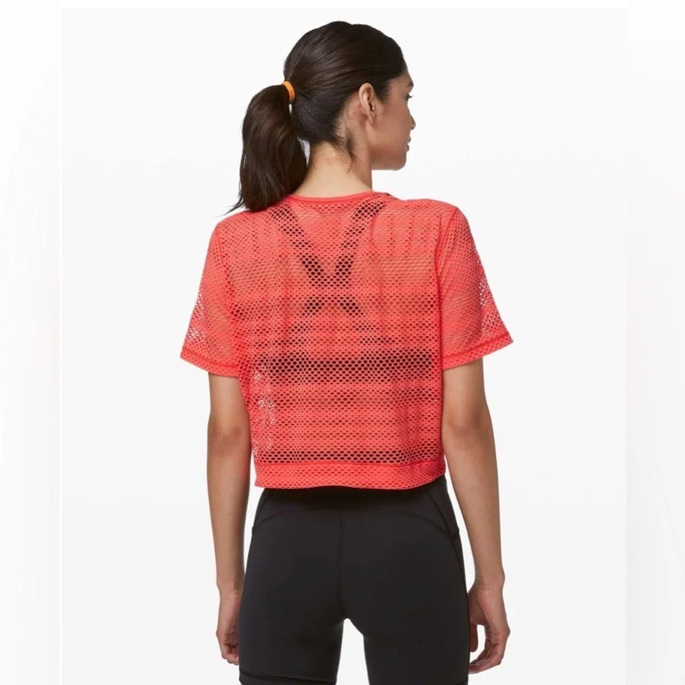 Lululemon Sweat Your Heart Out Short Sleeve in Hot Sunset